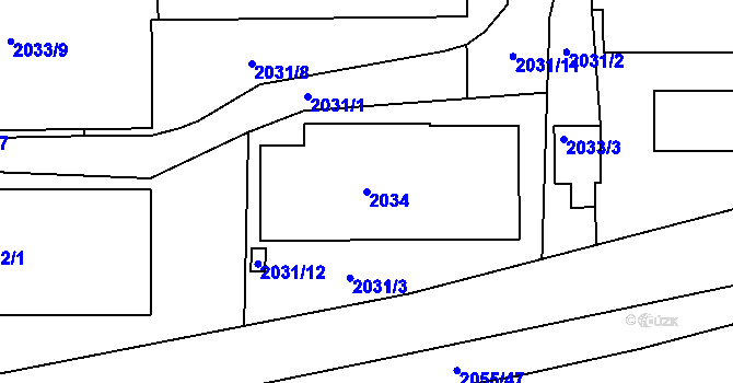 Parcela st. 2034 v KÚ Jeseník, Katastrální mapa