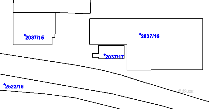 Parcela st. 2037/17 v KÚ Jeseník, Katastrální mapa