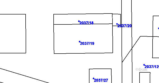 Parcela st. 2037/19 v KÚ Jeseník, Katastrální mapa