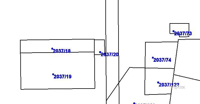 Parcela st. 2037/20 v KÚ Jeseník, Katastrální mapa