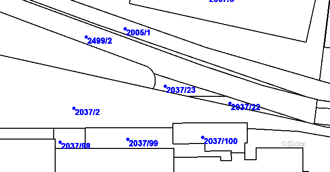 Parcela st. 2037/23 v KÚ Jeseník, Katastrální mapa