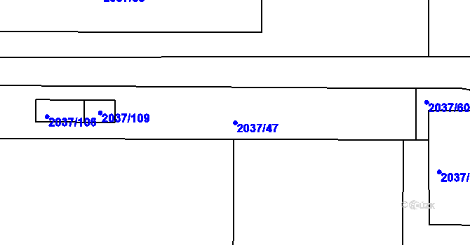 Parcela st. 2037/47 v KÚ Jeseník, Katastrální mapa