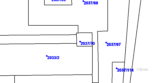 Parcela st. 2037/70 v KÚ Jeseník, Katastrální mapa