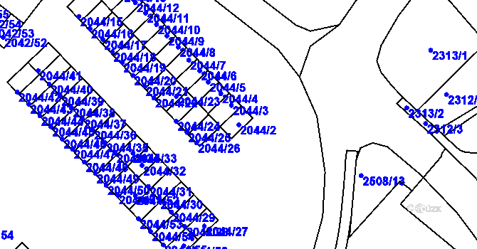 Parcela st. 2044/2 v KÚ Jeseník, Katastrální mapa