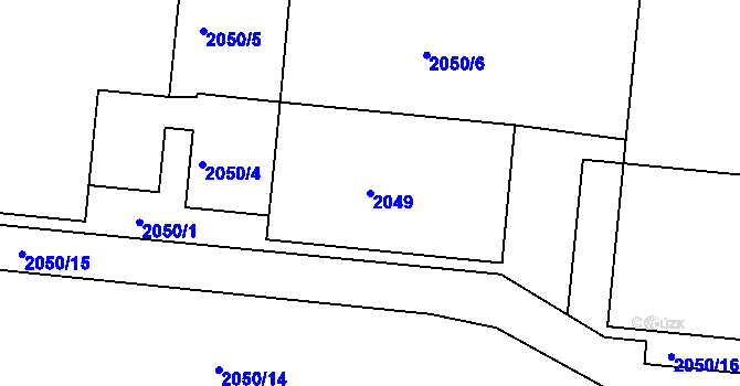 Parcela st. 2049 v KÚ Jeseník, Katastrální mapa