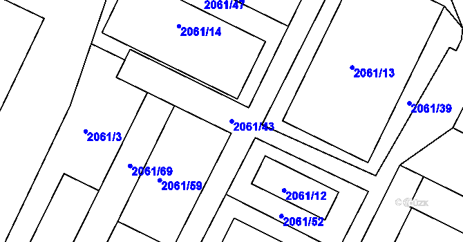 Parcela st. 2061/43 v KÚ Jeseník, Katastrální mapa