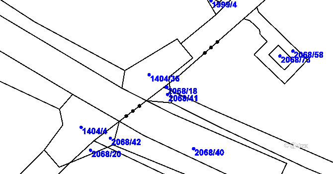 Parcela st. 2068/18 v KÚ Jeseník, Katastrální mapa