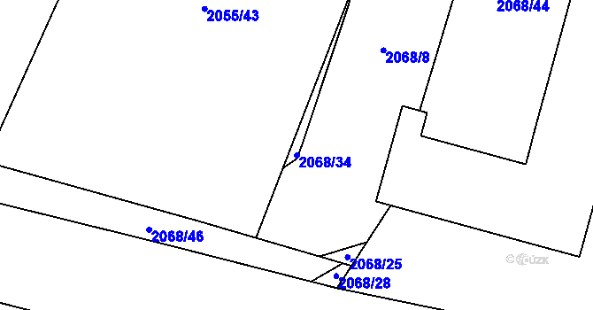 Parcela st. 2068/34 v KÚ Jeseník, Katastrální mapa