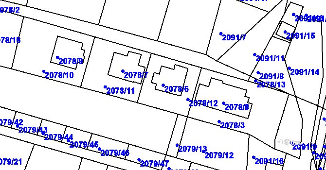 Parcela st. 2078/6 v KÚ Jeseník, Katastrální mapa