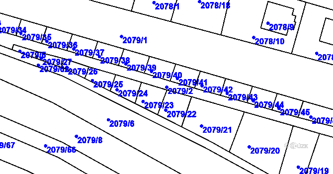 Parcela st. 2079/2 v KÚ Jeseník, Katastrální mapa