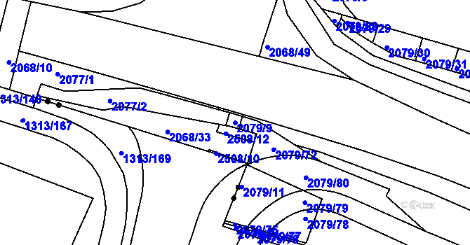 Parcela st. 2079/9 v KÚ Jeseník, Katastrální mapa
