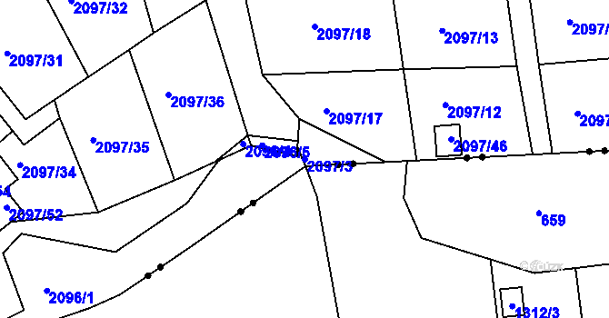 Parcela st. 2097/3 v KÚ Jeseník, Katastrální mapa