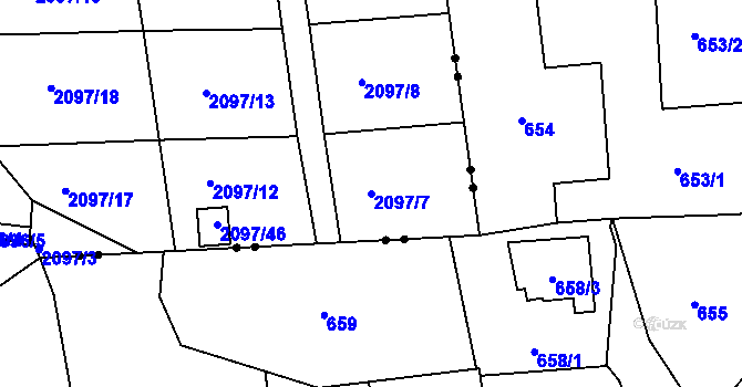 Parcela st. 2097/7 v KÚ Jeseník, Katastrální mapa