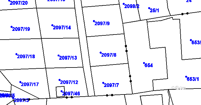 Parcela st. 2097/8 v KÚ Jeseník, Katastrální mapa