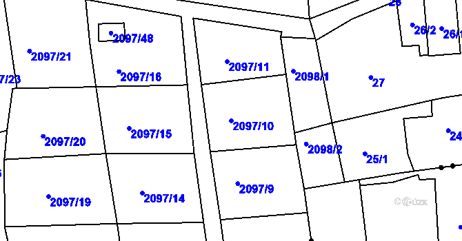 Parcela st. 2097/10 v KÚ Jeseník, Katastrální mapa