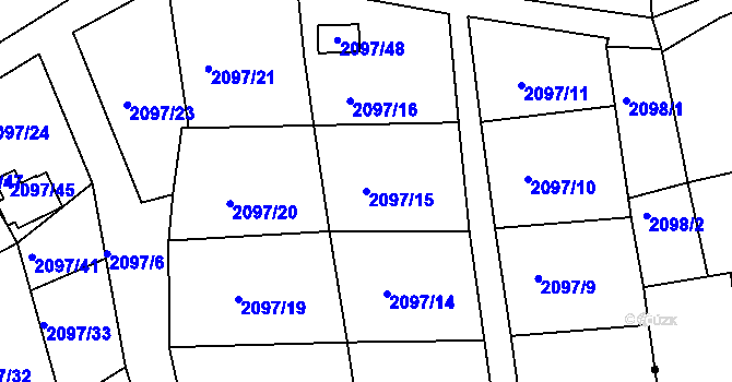 Parcela st. 2097/15 v KÚ Jeseník, Katastrální mapa