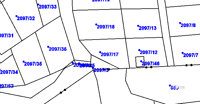 Parcela st. 2097/17 v KÚ Jeseník, Katastrální mapa