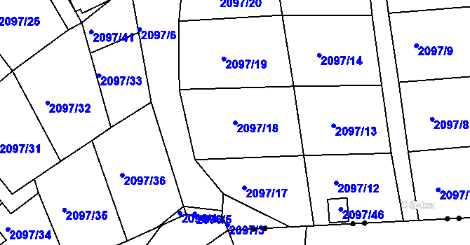 Parcela st. 2097/18 v KÚ Jeseník, Katastrální mapa