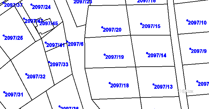 Parcela st. 2097/19 v KÚ Jeseník, Katastrální mapa