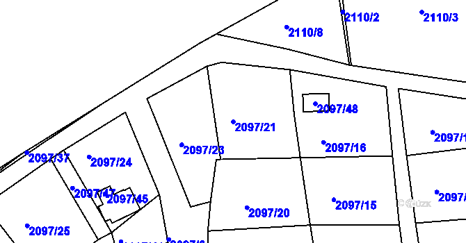 Parcela st. 2097/21 v KÚ Jeseník, Katastrální mapa