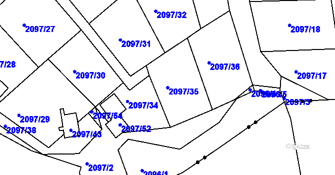 Parcela st. 2097/35 v KÚ Jeseník, Katastrální mapa