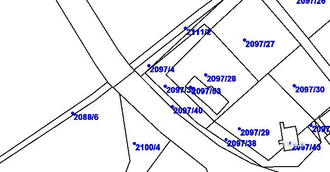 Parcela st. 2097/39 v KÚ Jeseník, Katastrální mapa