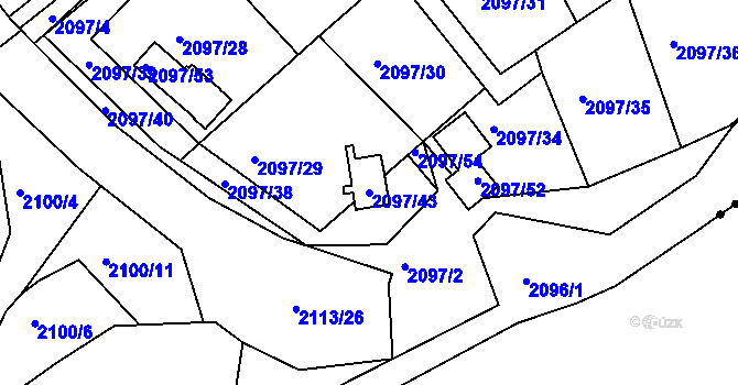Parcela st. 2097/43 v KÚ Jeseník, Katastrální mapa
