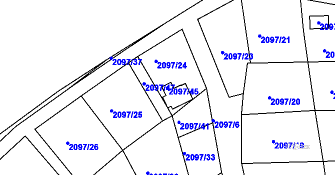Parcela st. 2097/45 v KÚ Jeseník, Katastrální mapa