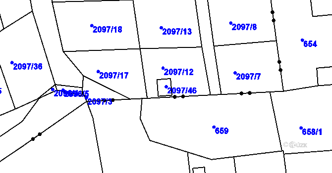 Parcela st. 2097/46 v KÚ Jeseník, Katastrální mapa