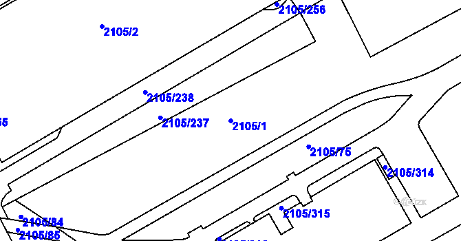Parcela st. 2105/1 v KÚ Jeseník, Katastrální mapa