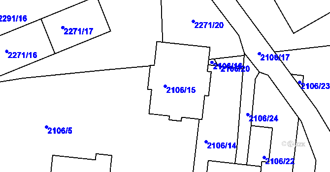 Parcela st. 2106/15 v KÚ Jeseník, Katastrální mapa