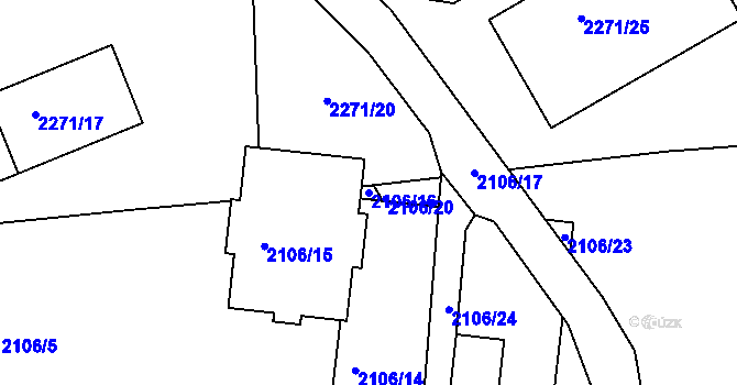 Parcela st. 2106/16 v KÚ Jeseník, Katastrální mapa