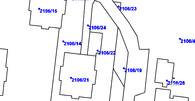 Parcela st. 2106/22 v KÚ Jeseník, Katastrální mapa