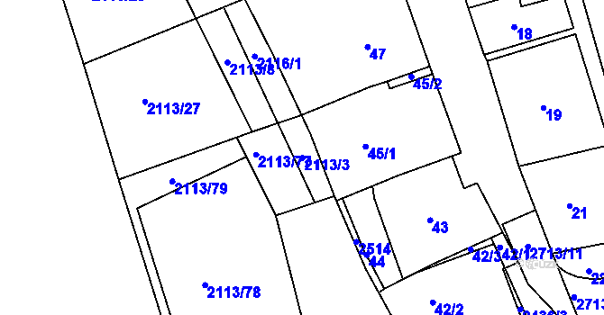 Parcela st. 2113/3 v KÚ Jeseník, Katastrální mapa