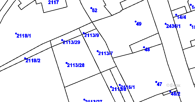 Parcela st. 2113/7 v KÚ Jeseník, Katastrální mapa