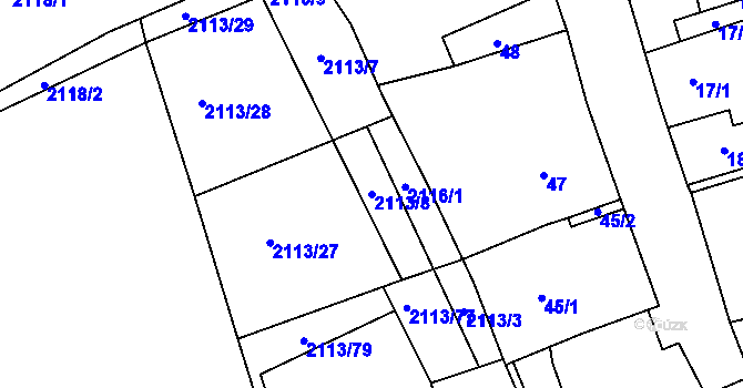 Parcela st. 2113/8 v KÚ Jeseník, Katastrální mapa
