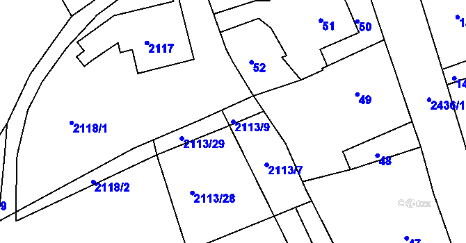 Parcela st. 2113/9 v KÚ Jeseník, Katastrální mapa