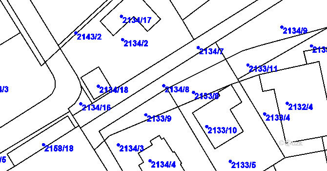 Parcela st. 2134/8 v KÚ Jeseník, Katastrální mapa