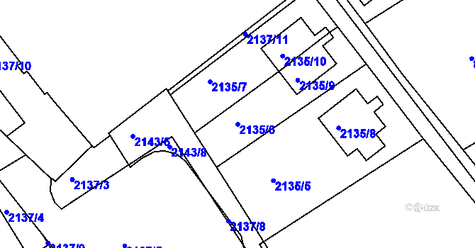 Parcela st. 2135/6 v KÚ Jeseník, Katastrální mapa
