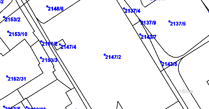 Parcela st. 2147/2 v KÚ Jeseník, Katastrální mapa