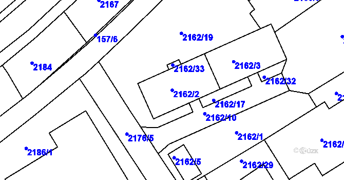 Parcela st. 2162/2 v KÚ Jeseník, Katastrální mapa
