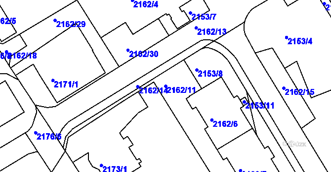 Parcela st. 2162/11 v KÚ Jeseník, Katastrální mapa