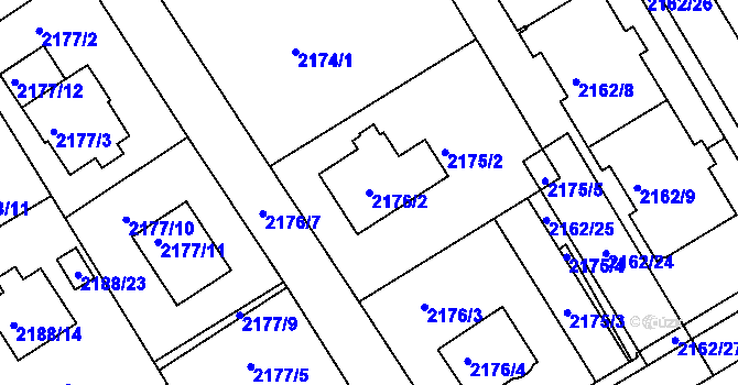 Parcela st. 2176/2 v KÚ Jeseník, Katastrální mapa