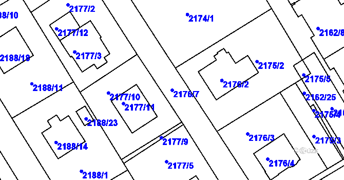 Parcela st. 2176/7 v KÚ Jeseník, Katastrální mapa