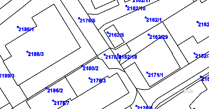 Parcela st. 2176/8 v KÚ Jeseník, Katastrální mapa
