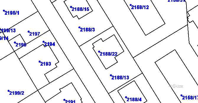 Parcela st. 2188/22 v KÚ Jeseník, Katastrální mapa