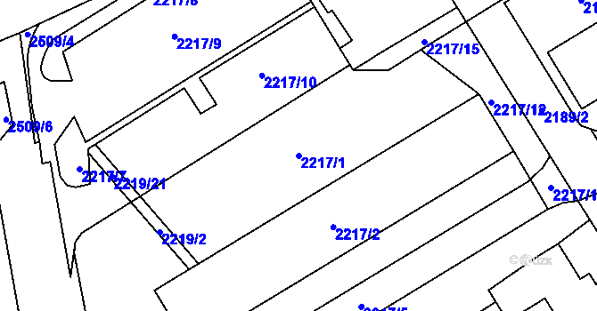 Parcela st. 2217/1 v KÚ Jeseník, Katastrální mapa