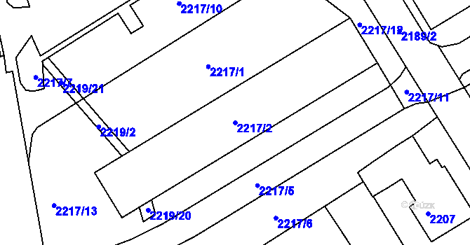 Parcela st. 2217/2 v KÚ Jeseník, Katastrální mapa