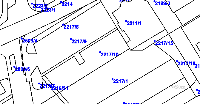 Parcela st. 2217/10 v KÚ Jeseník, Katastrální mapa