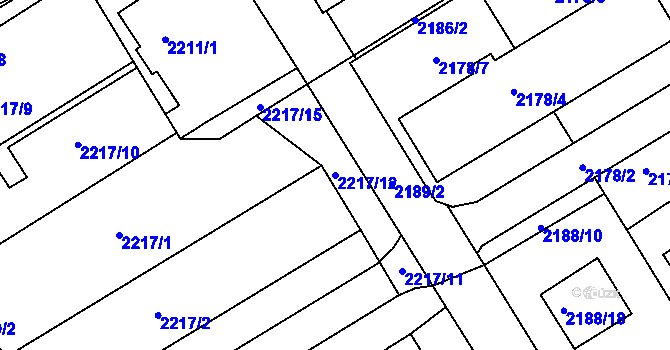 Parcela st. 2217/12 v KÚ Jeseník, Katastrální mapa